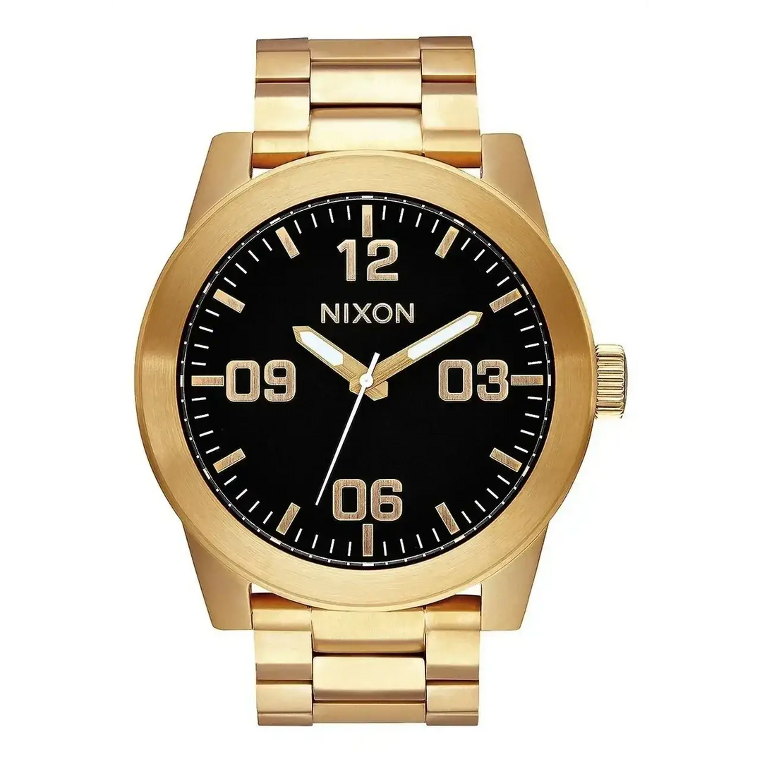 NIXON CORPORAL STAINLESS STEEL WATCH Gold Black 