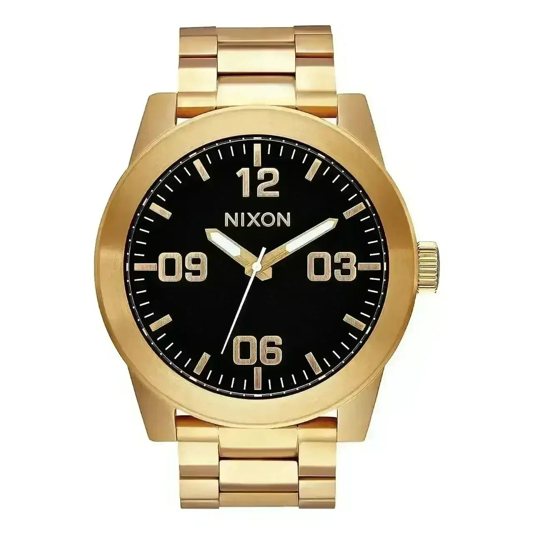 NIXON CORPORAL STAINLESS STEEL WATCH Gold Black 