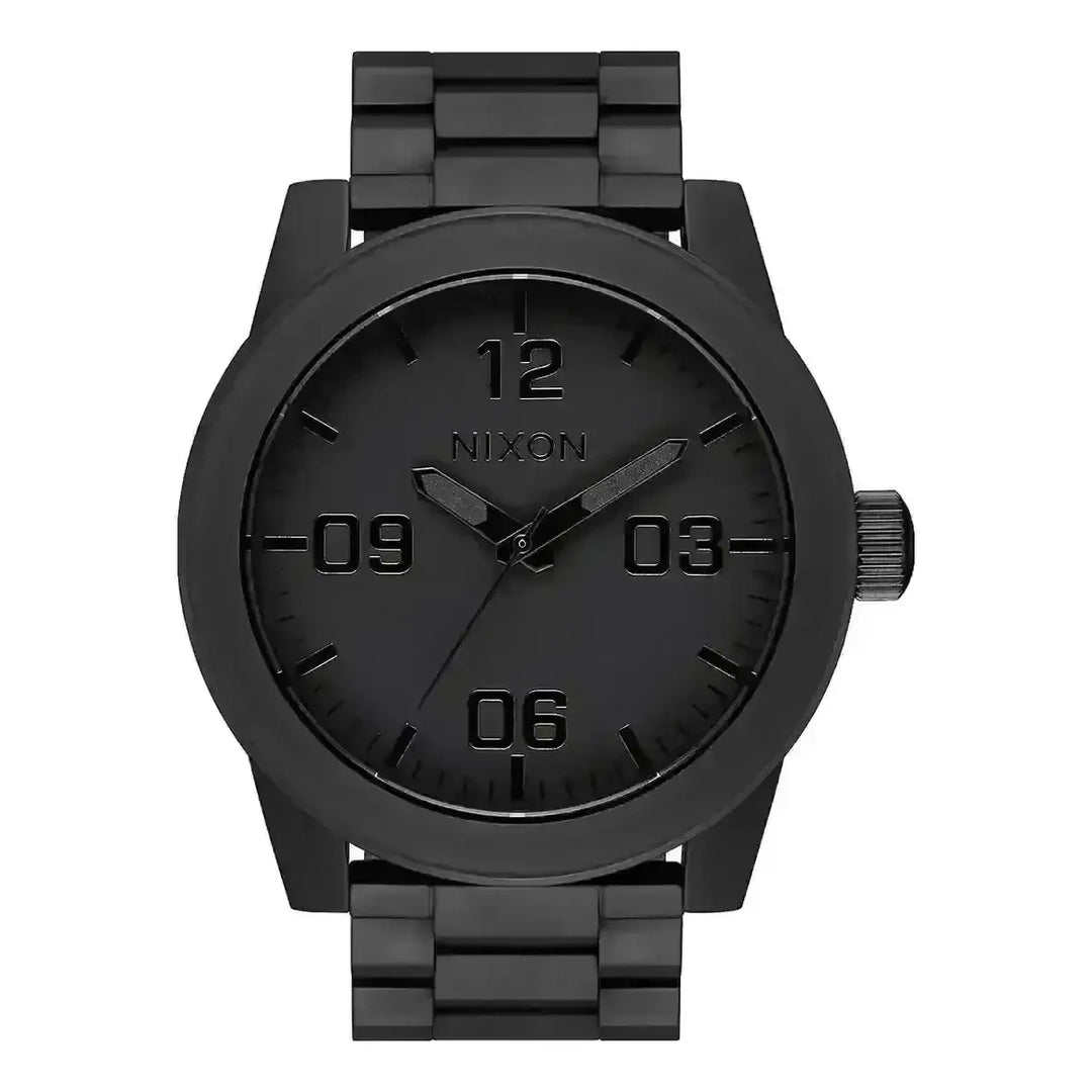 NIXON CORPORAL STAINLESS STEEL WATCH All Matte Black Polished Black 