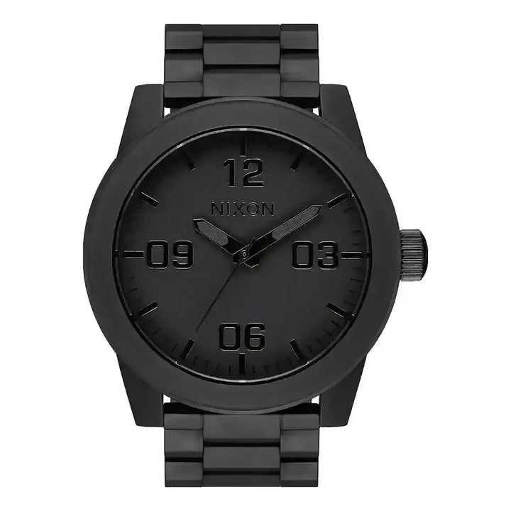 NIXON CORPORAL STAINLESS STEEL WATCH All Matte Black Polished Black 