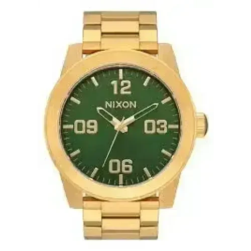 Nixon Corporal Stainless Steel Watch Gold / Green Sunray / HP Gold 