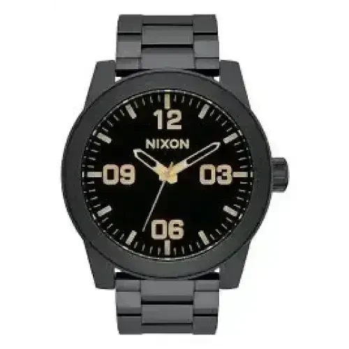 NIXON CORPORAL STAINLESS STEEL WATCH Matte Black Gold 