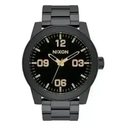 NIXON CORPORAL STAINLESS STEEL WATCH Matte Black Gold 
