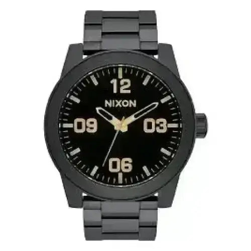 NIXON CORPORAL STAINLESS STEEL WATCH Matte Black Gold 