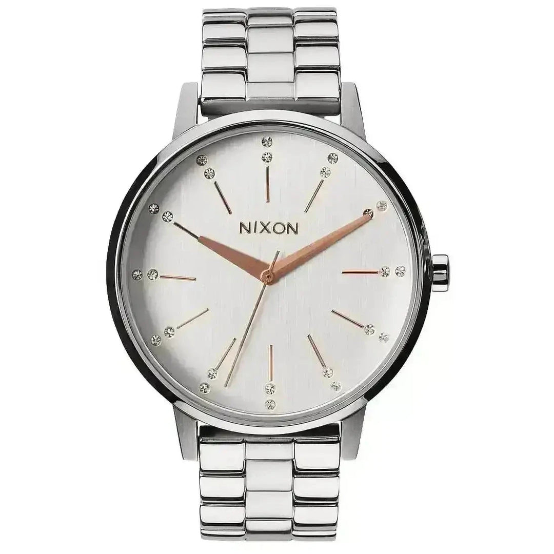 NIXON KENSINGTON WATCH Silver Gold Crystal 