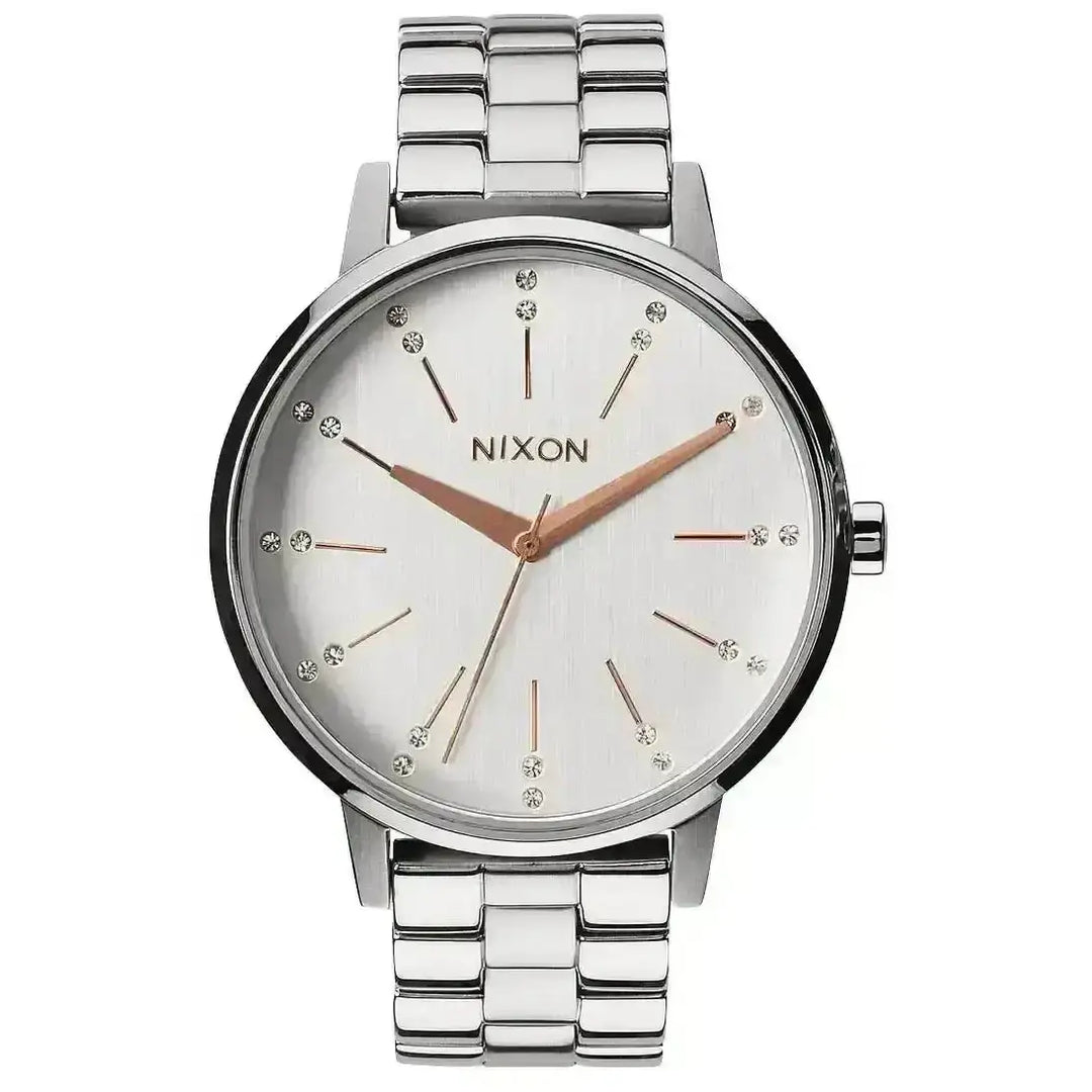 NIXON KENSINGTON WATCH Silver Gold Crystal 