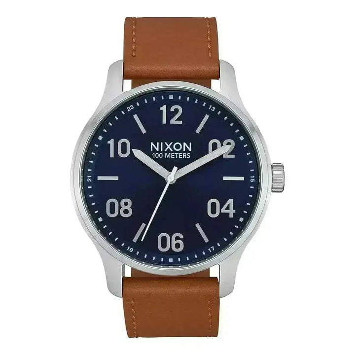 NIXON PATROL LEATHER WATCH NvySad 