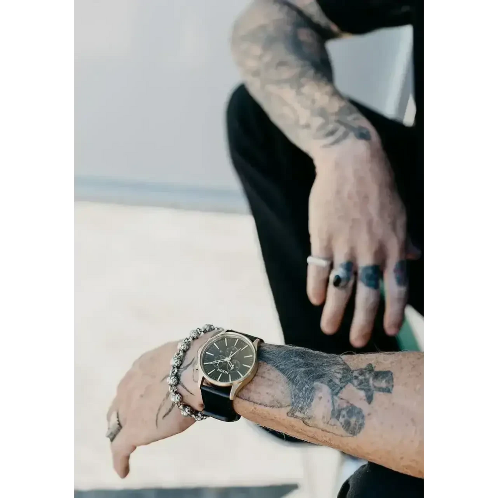 NIXON SENTRY CHRONO LEATHER WATCH 