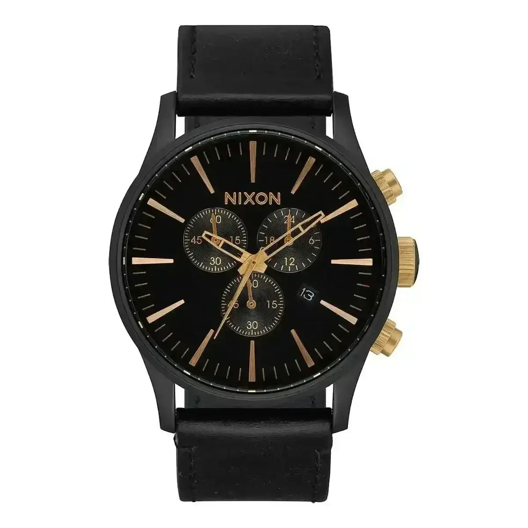 NIXON SENTRY CHRONO LEATHER WATCH 
