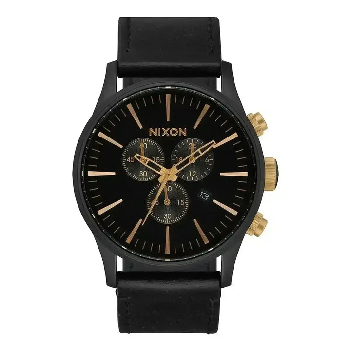 NIXON SENTRY CHRONO LEATHER WATCH 