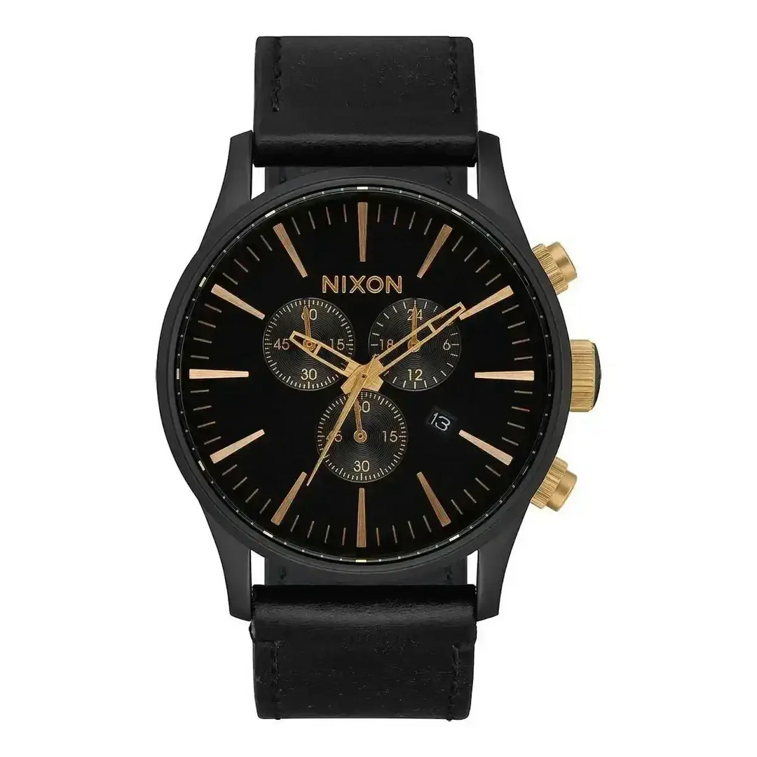 NIXON SENTRY CHRONO LEATHER WATCH 