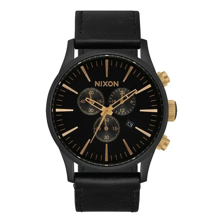 NIXON SENTRY CHRONO LEATHER WATCH 