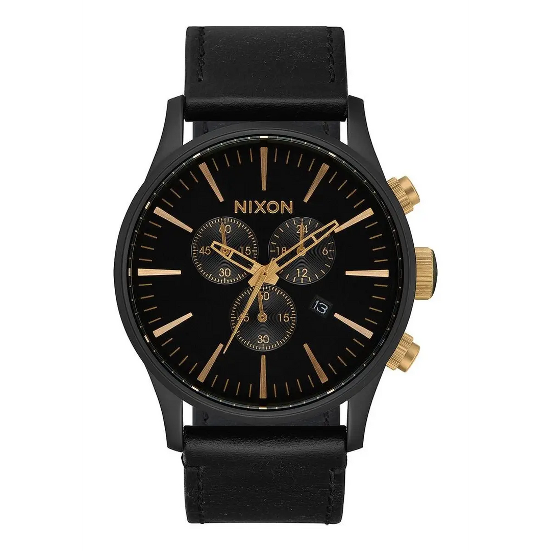 NIXON SENTRY CHRONO LEATHER WATCH 