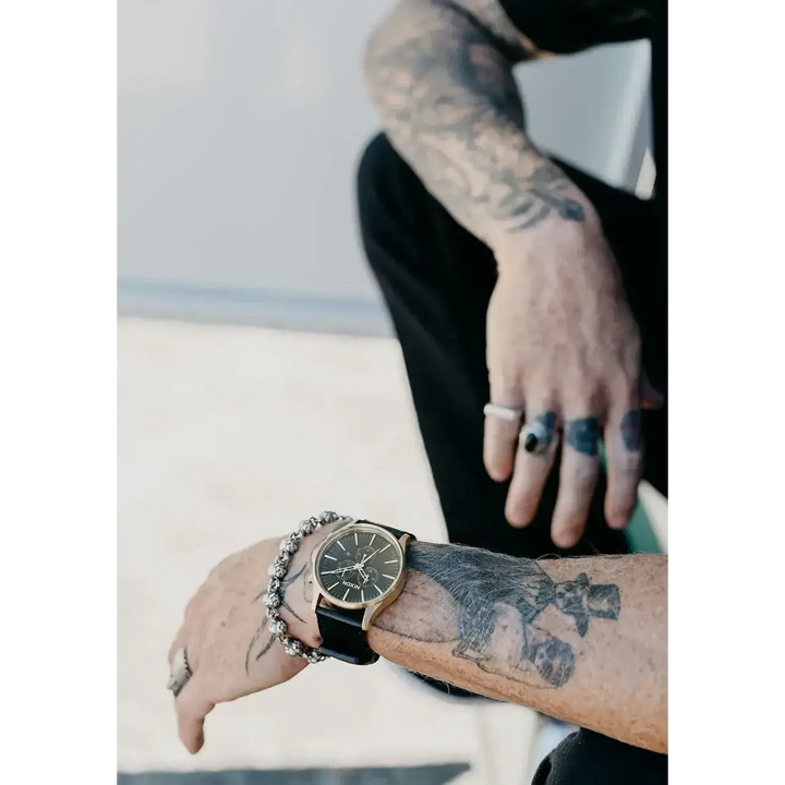NIXON SENTRY CHRONO LEATHER WATCH 
