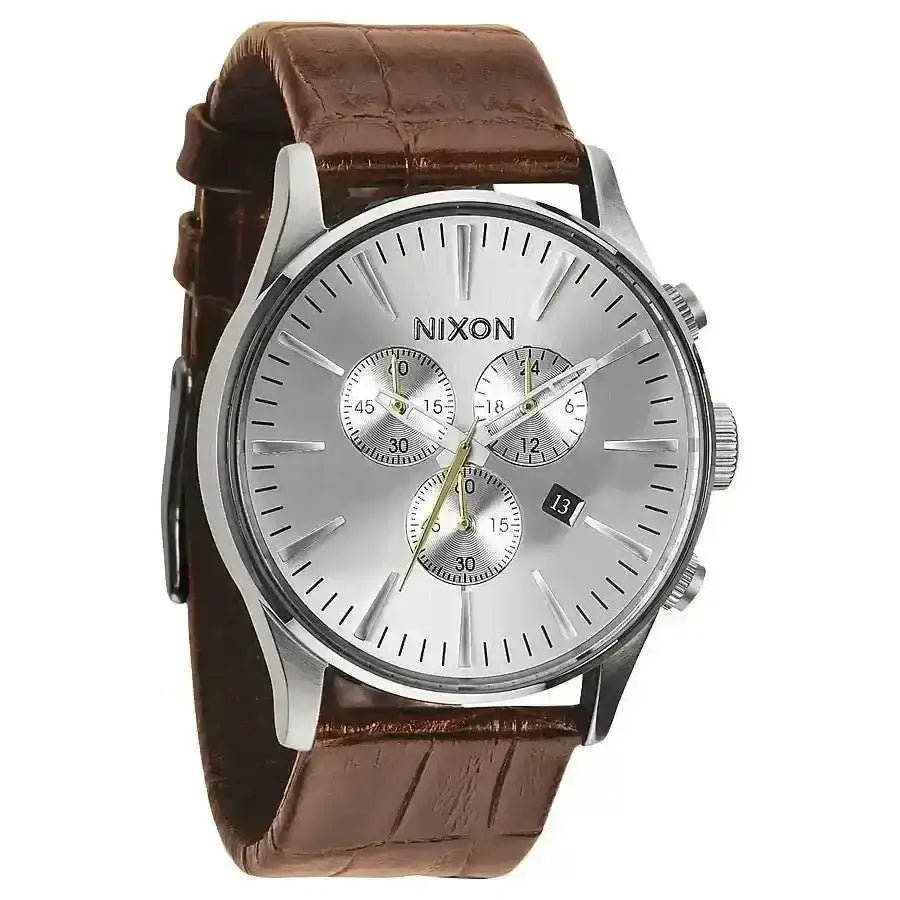 Nixon Sentry Chrono Leather Watch Saddle / Gator 