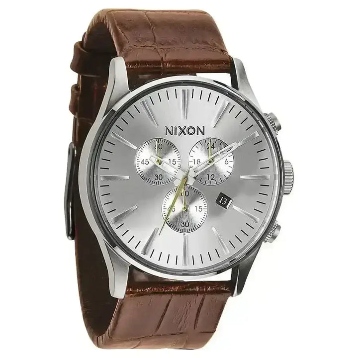 Nixon Sentry Chrono Leather Watch Saddle / Gator 