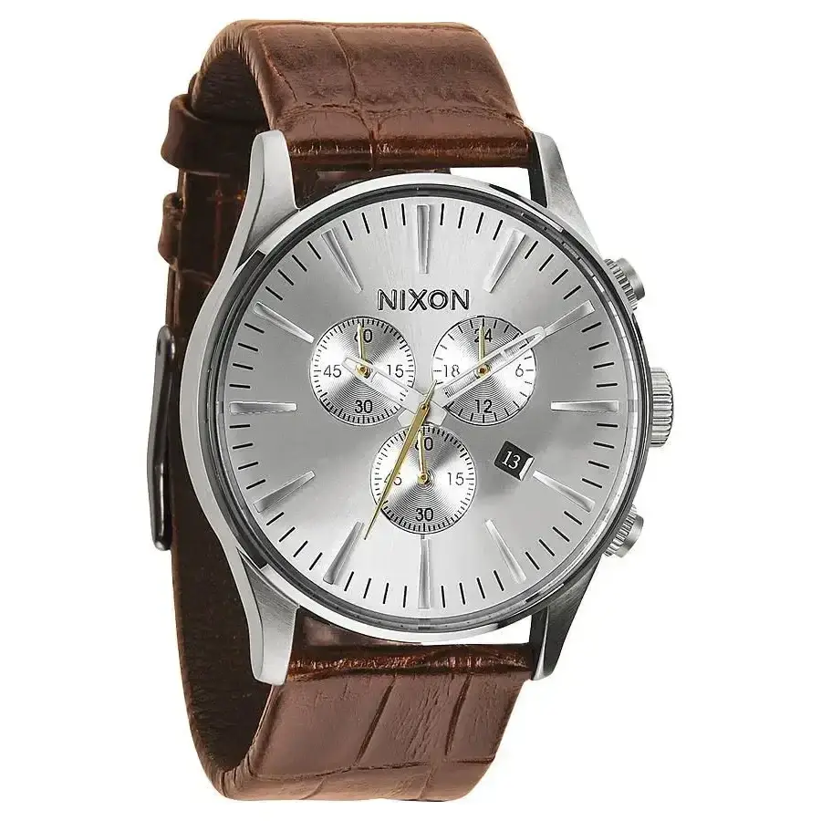 Nixon Sentry Chrono Leather Watch Saddle / Gator 