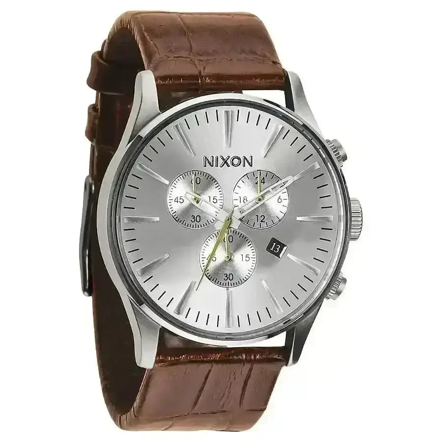 Nixon Sentry Chrono Leather Watch Saddle / Gator 
