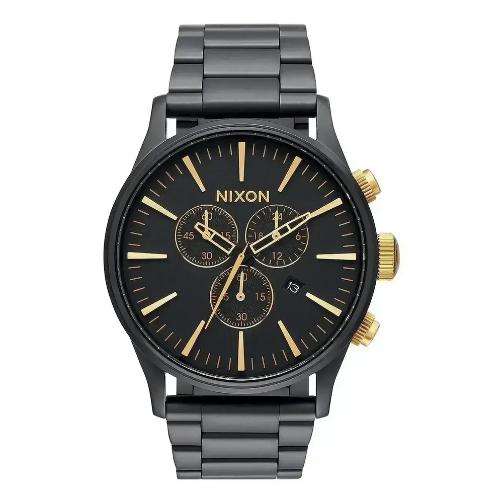 NIXON SENTRY CHRONO WATCH Matte Black / Gold 