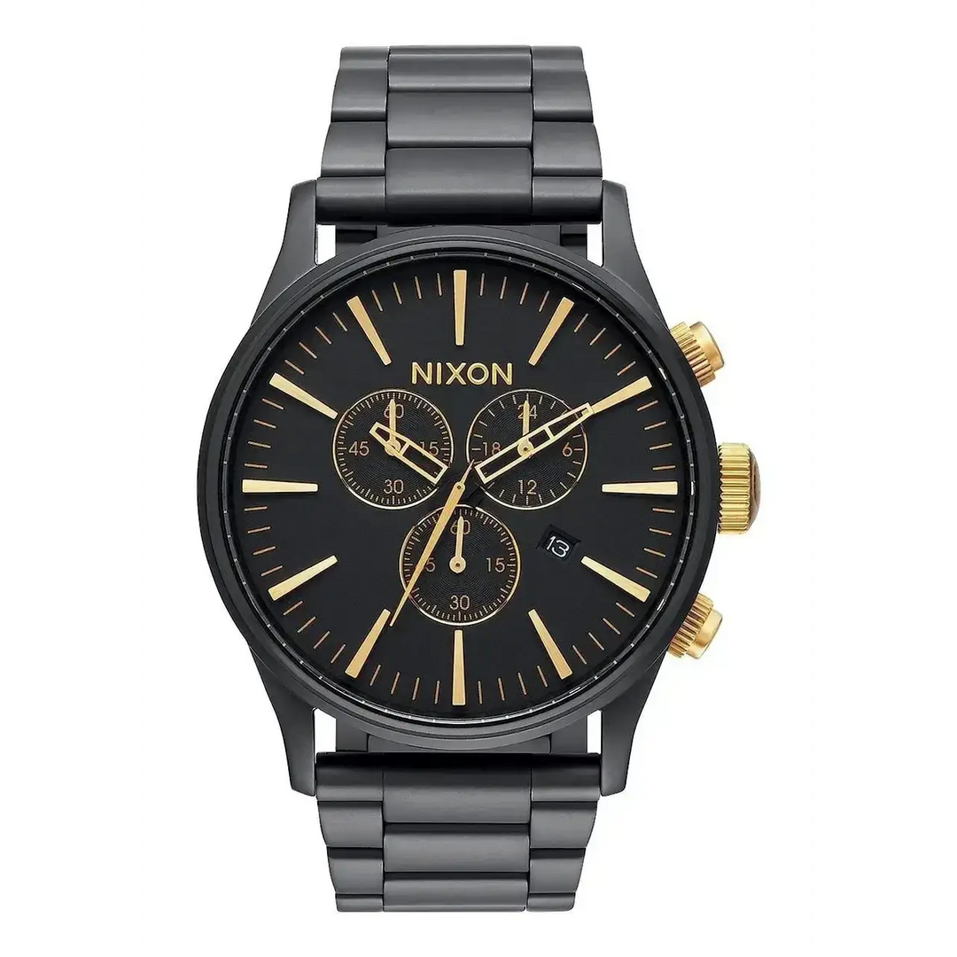 NIXON SENTRY CHRONO WATCH Matte Black / Gold 
