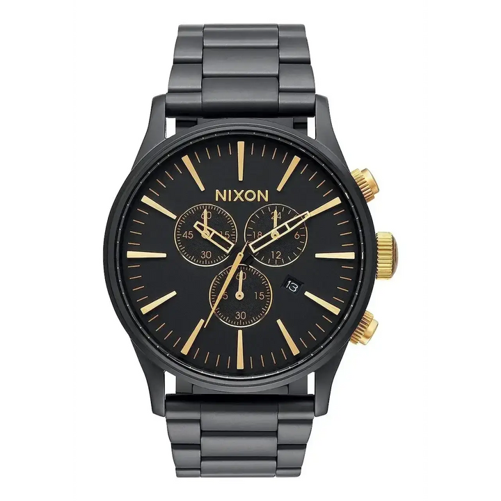 NIXON SENTRY CHRONO WATCH Matte Black / Gold 