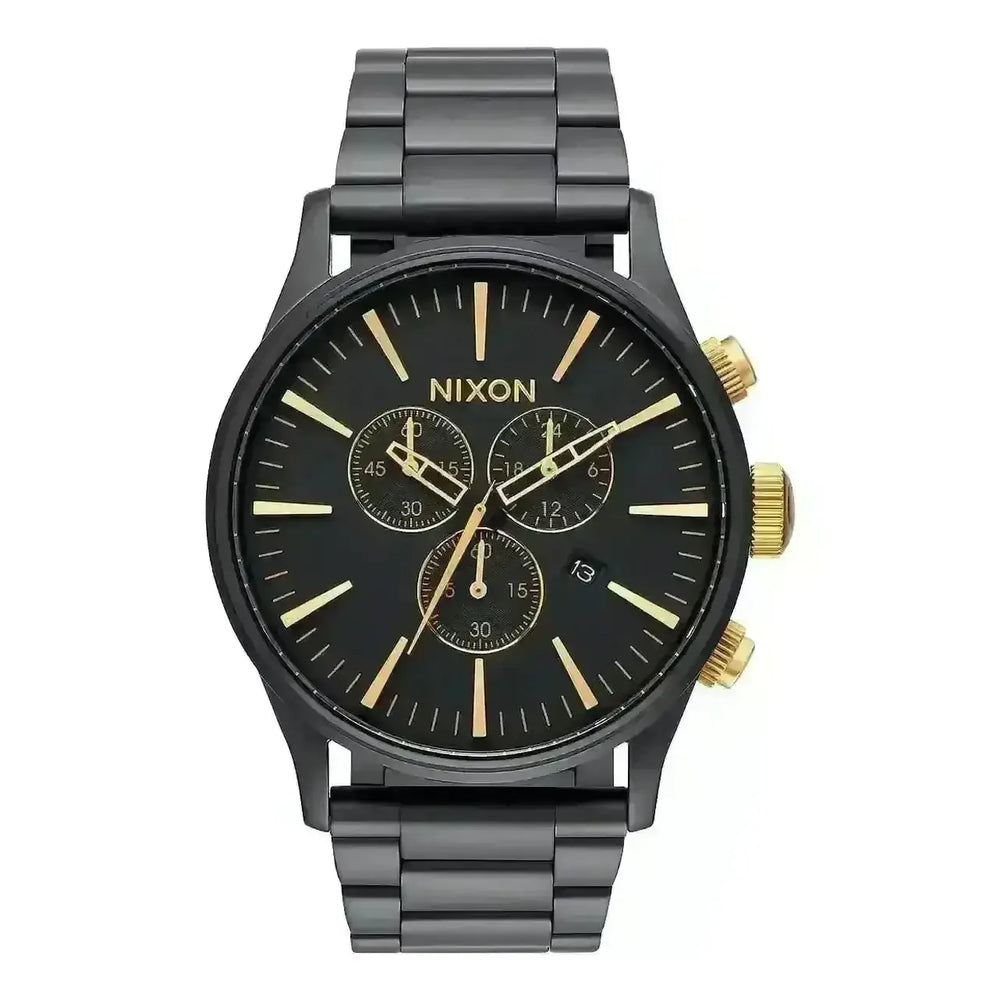 NIXON SENTRY CHRONO WATCH Matte Black / Gold 