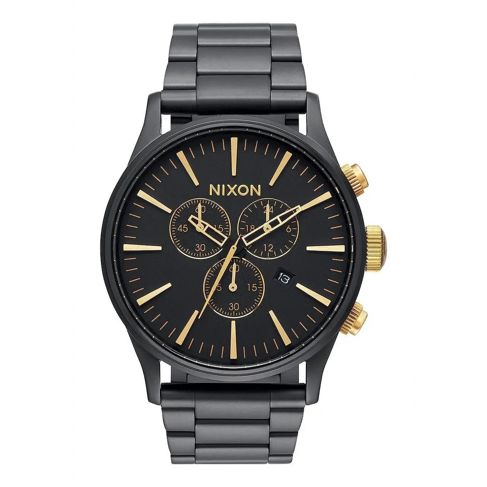 NIXON SENTRY CHRONO WATCH Matte Black / Gold 