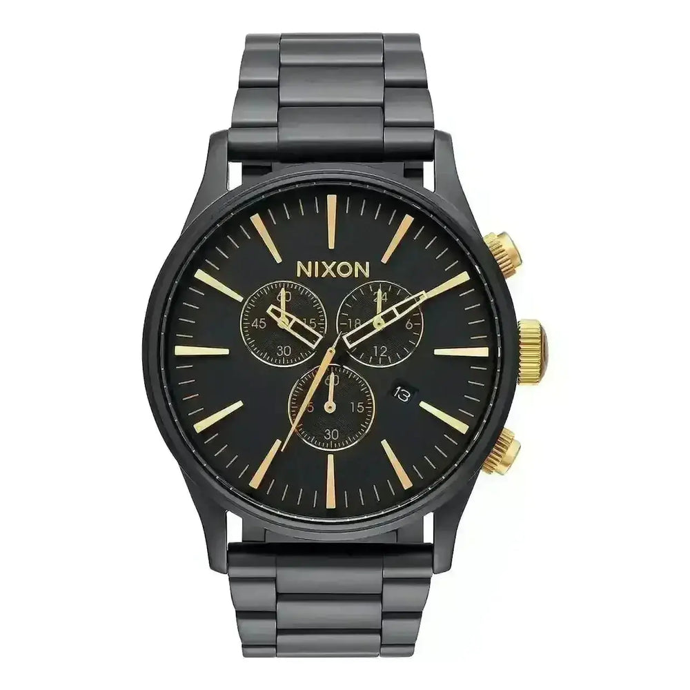 NIXON SENTRY CHRONO WATCH Matte Black / Gold 