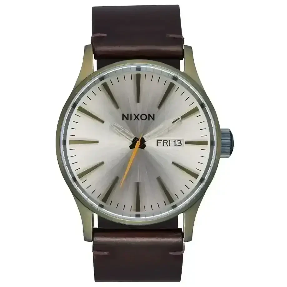 Nixon Sentry Leather Watch Vintage White / Surplus 
