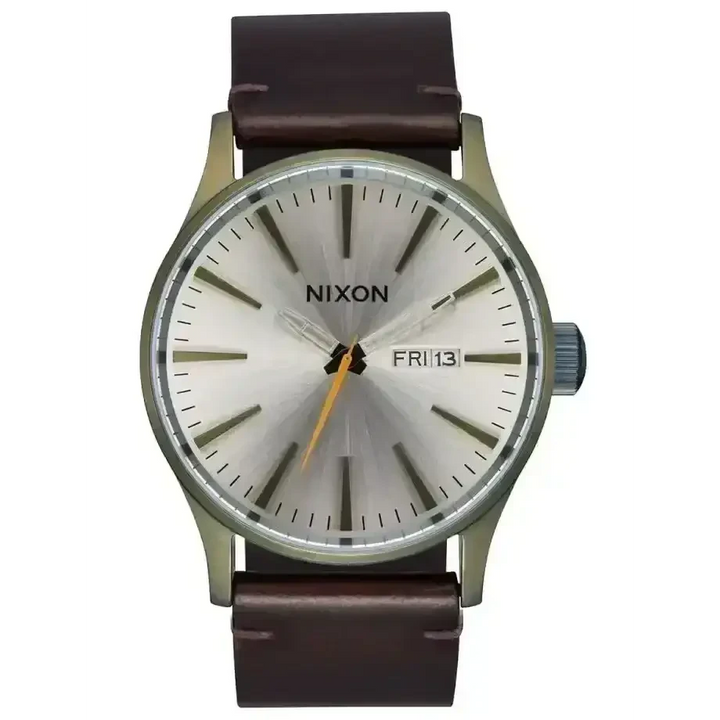 Nixon Sentry Leather Watch Vintage White / Surplus 