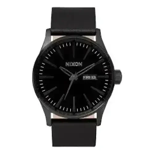NIXON SENTRY LEATHER WATCH All Black 