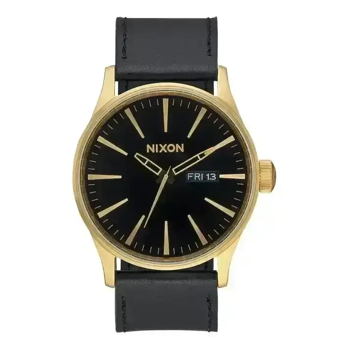 Nixon Sentry Leather Watch Gold / Black 