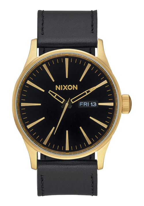 Nixon Sentry Leather Watch Gold / Black 