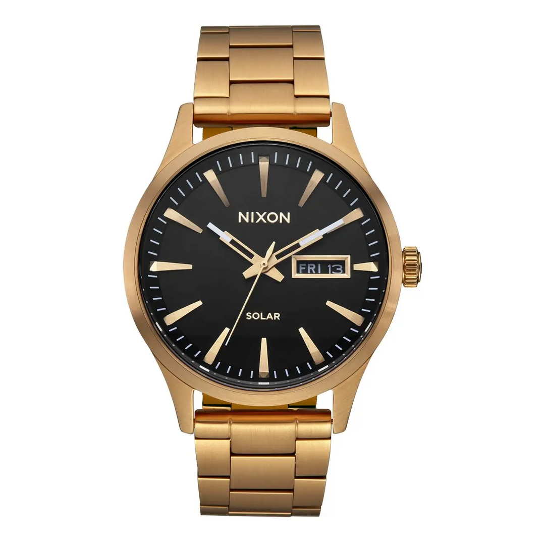Nixon Sentry Solar Stainless Steel Watch All Gold / Black 