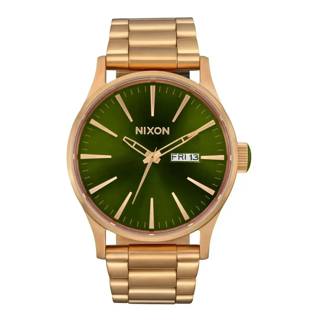 Nixon Sentry Stainless Steel Watch Gold / Green Sunray 