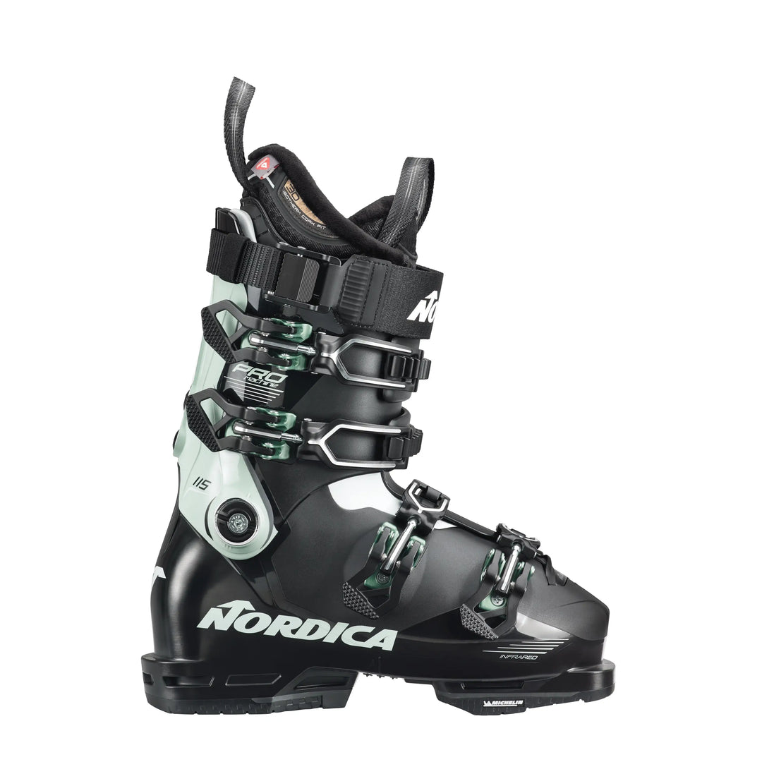 Nordica Pro Machine 115W GW Womens Ski Boots 2025 Black / Green / White 23.5 