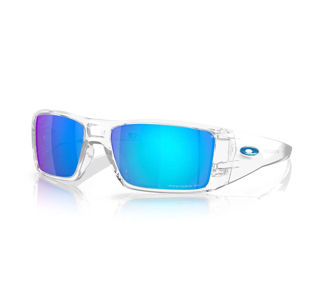 Oakley Heliostat Polarised Sunglasses Clear / Prizm Sapphire Polar 
