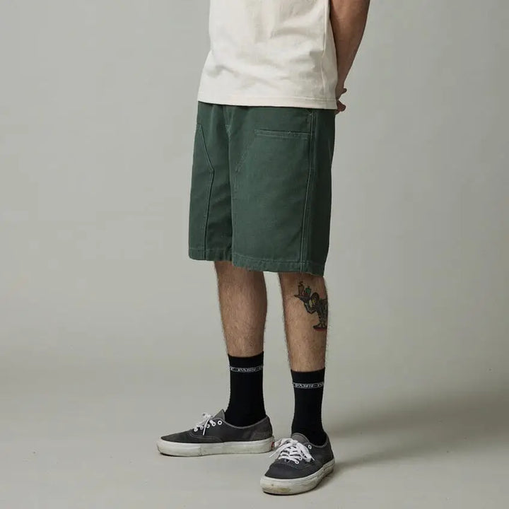 Passport Double Knee Diggers Club Shorts Washed Forest Green 28 