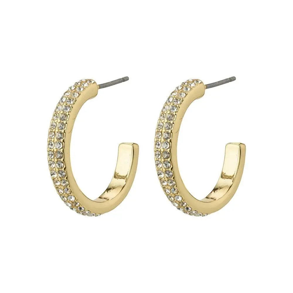 Pilgrim Heat Recycled Crystal Hoop Earrings Gold Plated 