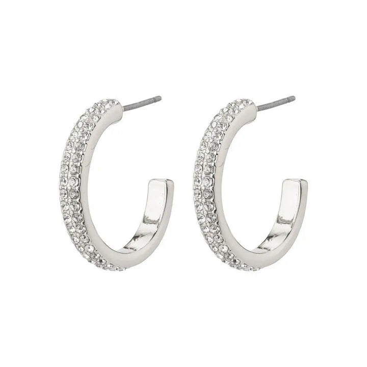 Pilgrim Heat Recycled Crystal Hoop Earrings Silver Plated 