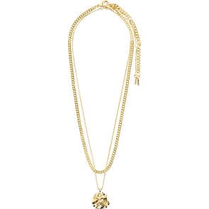 Pilgrim Willpower Curb Chain & Coin Necklace 2 in 1 Gold Plated 