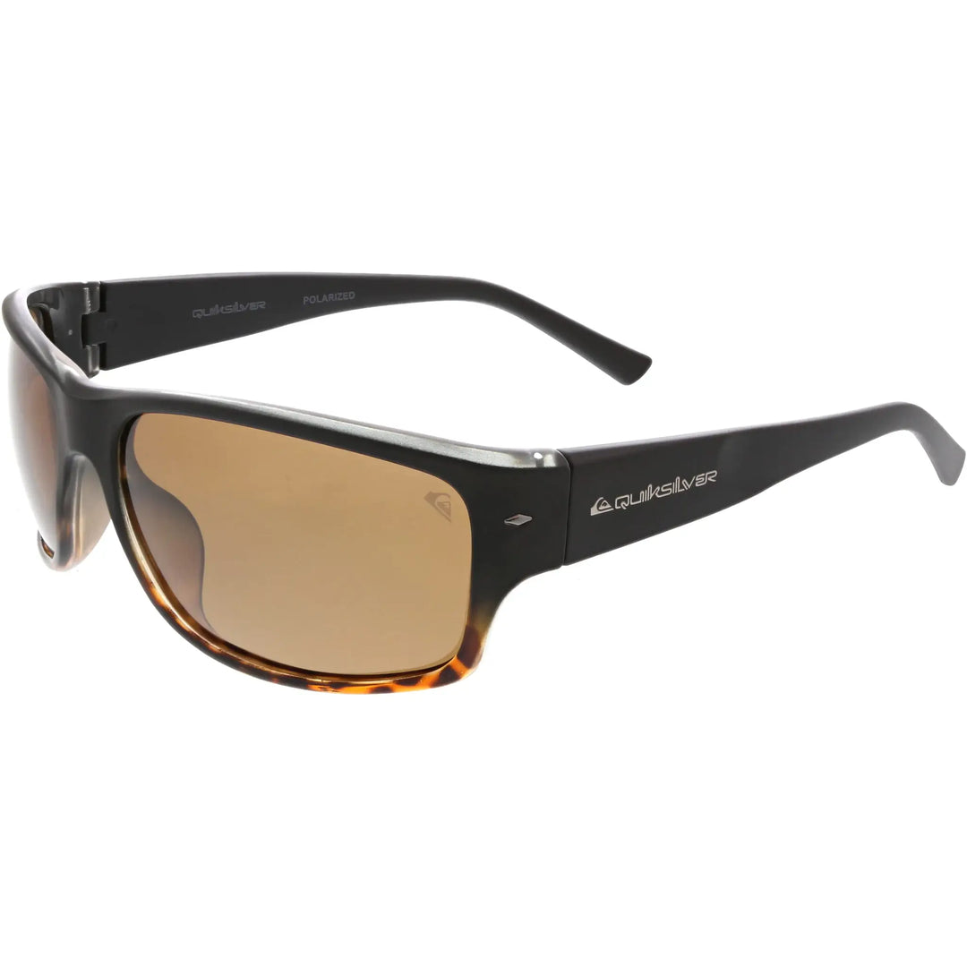 Quiksilver Wind Wave Polarised Sunglasses - Matte Black Tort / Brown Solid + Light Silver