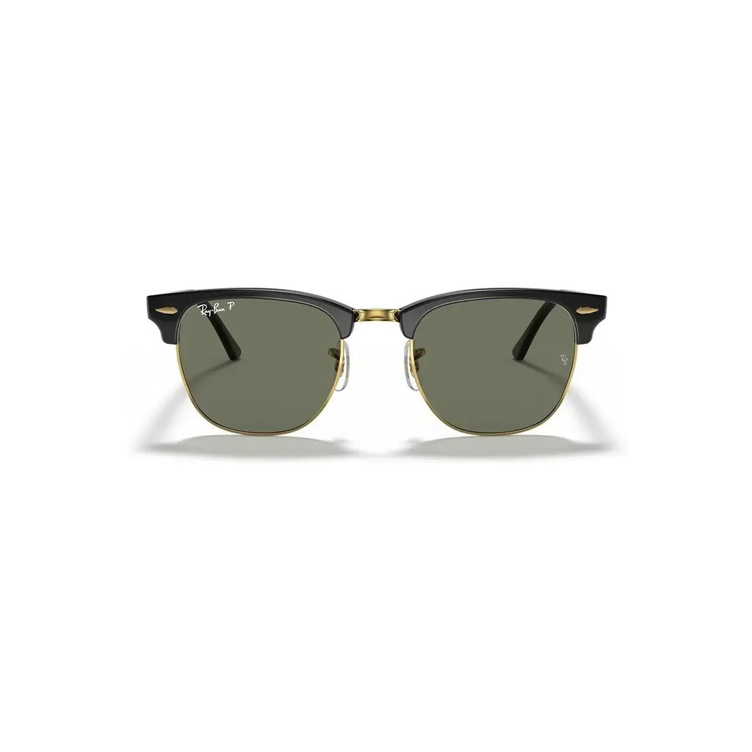 Ray-Ban Clubmaster Polarised Sunglasses - Black & Gold / G15 Green - L