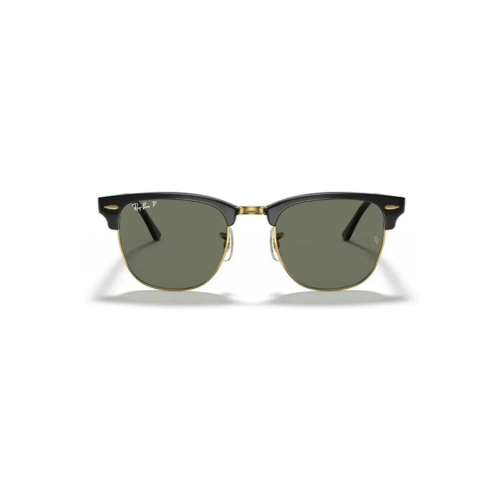 Ray-Ban Clubmaster Polarised Sunglasses - Black & Gold / G15 Green - L