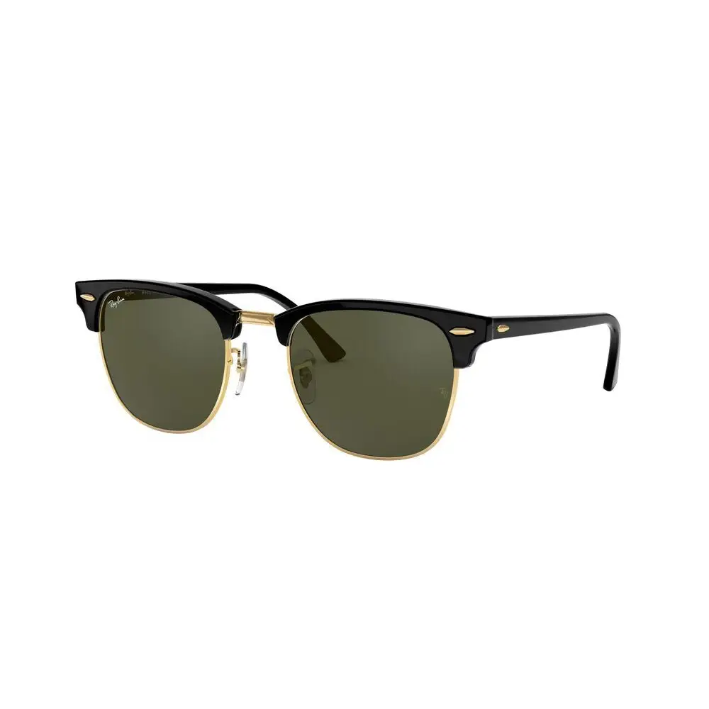 Ray-Ban Clubmaster Sunglasses Black on Arista / G15 Green - Large 