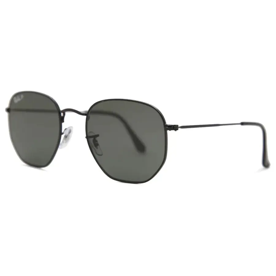Ray-Ban Hexagonal Polarised Sunglasses Black / G15 Green - Large 
