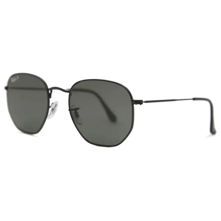 Ray-Ban Hexagonal Polarised Sunglasses Black / G15 Green - Large 