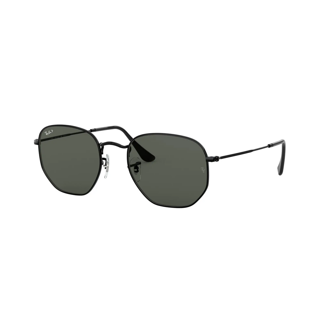 Ray-Ban Hexagonal Polarised Sunglasses Black / G-15 Green 