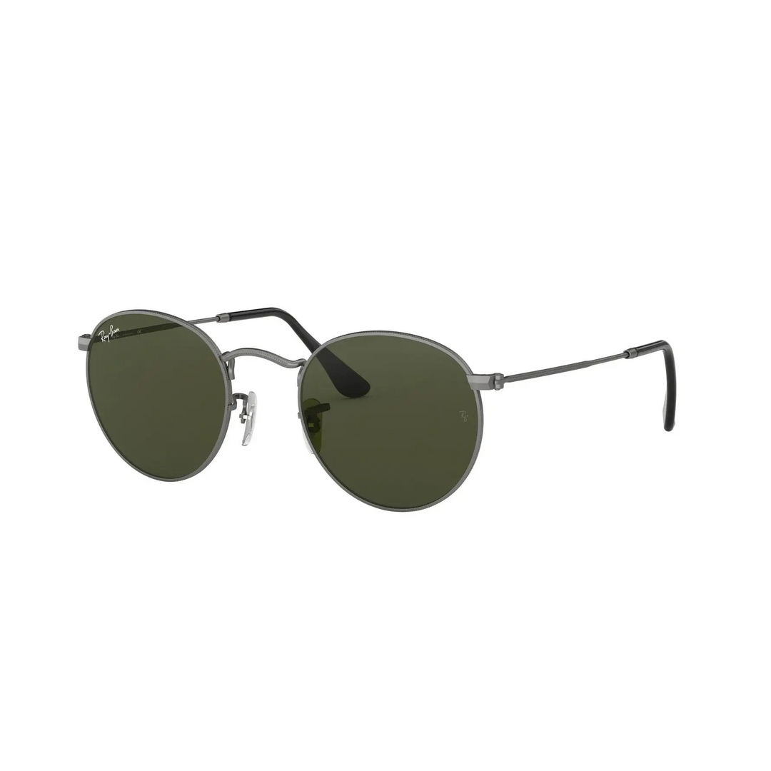 Ray-Ban Round Metal Sunglasses Matte Gunmetal / G15 Green 