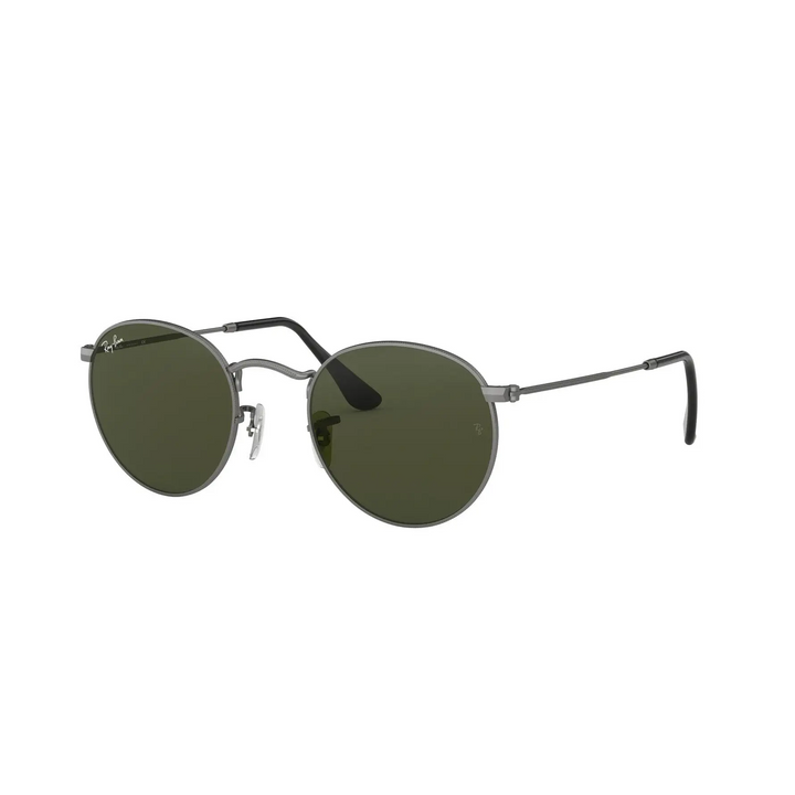 Ray-Ban Round Metal Sunglasses Matte Gunmetal / G15 Green 